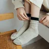 Femmes chaussettes cachemire laine automne hiver épais chauds décontractés harajuku japonais mode filles rayées thermiques longues