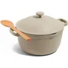 Ensembles d'usage de cuisine Pot parfait - 5.5 Qt.Sauce en céramique antiadhésive avec couvercle |Polyvalent pour la cuisinière et le four à vapeur au four à cuire