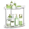 Boîtes de rangement Organisateur de maquillage en acrylique 2 niveaux claire étagère d'angle de salle de bain comptoir de soins de la peau