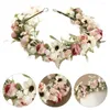 Flores decorativas Banda de cabelo de bebê noiva Coroa floral Handmade Sweet Hairband Simulation Flow Firch Women Gilrs Garland Headwear