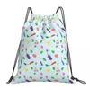 Mochila Backpack fofo Pikmin Pattern Padrão azul Mochilas Portátil Bacs Bacs Shoes Bolso Saco de Bolsa para Escola de Viagem