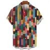 Herren-Casual-Shirts Männerhemd 3d Plaid gedruckt kurzärmelig für hawaiianische T-Shirts Sommer Originalkleidung übergroß