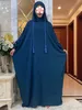 Etnische kleding 2024EID Muslimtwo hoeden Abaya Dubai Abaya Marokko Ramadan Jilbab Haped Gebedjurken Vestido Kaftan Islam Arab Long Robe T240510