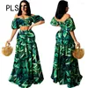 Work Dresses Green Strapless Short Sleeve Bro And Pants Sexy Tight Club Party Lady Fashion Tracksuits High Street Outfits