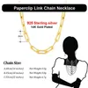 RINNTIN SC39 14K plaqués Paperclip Link Chains bijoux Chunky 925 Collier de chaîne en or sterling en argent sterling pour femmes filles filles