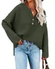 Dames truien tegen nek knop batwing lange mouw losse henley tops herfst/winter solide pullover gebreide trui