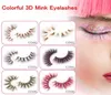 Colorido 3D Mink Eyelashes Makeup Pestañas de ojo grueso Cross Natural Long Fenelashes Show Show Pe Feast Eyelash con caja de empaque8957154