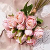 Flores decorativas 13pcs Buquês de casamento com caules Decoração de casa de rosa falsa para plantas de noiva para festa de mesa diy