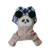 Appareils pour chiens Excellent habit à saut lavé pour animaux de compagnie adorable habillage de dessin animé Panda Plaid