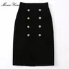 ワークドレスMoaayina Fashion Runway Autumn Office Black Velvet Skirtsスーツ長袖コートトップスリム2ピースセット