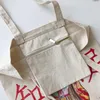 Bolsas de ombro para mulheres bolsas de tela branca palavras chinesas imprimem changle menina bolsa de compras zíper fêmea fêmea feminina