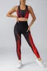 Ensembles actifs 2pcs Yoga Set Femmes 3D Red Fire Print Top Top High Hip Hip Louting Leggings Workout Gym Tenues Sports Fitness Suisse Running