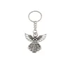 30 stks Antieke zilveren legering Angel Band Chain Key Ring Travel Protection Diy Jewelry9817900