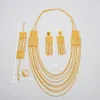 Moda Indian Dubai Gold Color Tassel Jewelry Conjunto para Mulheres Colar Longo Longo Nigeriano Casamento de Chegaros Conjuntos 240506