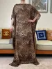 Этническая одежда 2023NSY Стиль мода Негабаритная африканская женская одежда Дубай Дасики Абая Абая Леопардовый Дизайн с шарфом свободным длинным платьем T240510