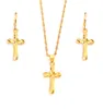 24 k jaune fine or gf petit mini timbre fiscal pendant en boucles d'oreilles de chaîne de pendaison ensemble de bijoux chrétiennes