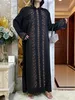 Ethnische Kleidung 2023abaya Muslim Maxi Long Slve Kleid mit Cap Women Diamant Arabische Dubai Islamische Kleidung Herbst Neue losen lässige Truthahnrobe T240510