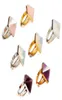 Crystals de pierre naturels Taille ajusté Aura Anneaux incrustés Quartz Pyramide créatif Big Ring European American Fashion Charm Reiki He2878351