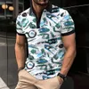Design Striped Polo Shirt Summer Mens Top Business Casual Lapel Button Zipper Polo Shirt Fashion Golf Clothing Sales 240430