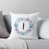 Pillow Cyan Watercolor Flower Linen Cover Upholstery Pillowcase Home Decor For Sofa Car Bedroom 40x40 45x45 50x50 60x60