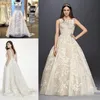 Robes de mariée country en dentelle vintage 2019 couche-cou sur le cou de la dentelle Applique Oleg Cassini Tank Plus Taille Robes de mariage 242L