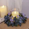 Fiori decorativi ghirlanda di vegetazione artificiale per candelabri foglie finte da 25 cm Anello di candela ghirlanda festa di nozze decorazioni da tavolo Christams
