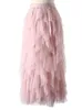 Tigena tutu tulle long maxi jupe femme mode 2023 coréen mignon rose haute taille plissée femme femme esthétique faldas 240508