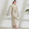 Vêtements ethniques à la mode brodés longues musulmanes longues musulmanes djellaba robe syari femme pleine longueur veste musulmane abaya robe avec ceinture t240510