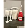 Seaux et refroidisseurs de glace 2glassadd1bucket Nouveaux flûtes de champagne Moet verres en plastique refroidisseur de vin en plastique lave-vaisselle en acrylique blanc