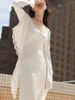 Casual Dresses Spice Girl Style Nisch Light Cut White Jacquard Halter Dress/Coat