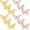 Fleurs décoratives 48 PCS DIY Papillons décalcomanies 3D Butterfly Accureurs Accessoires Mur d'ornement pour l'emballage cadeau petit