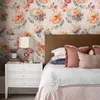 Fonds d'écran floral peel et bâton papier peint vintage fleur aquarelle pivoines auto-adhésive pour le mur de la chambre boho