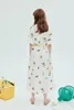 24 Sommer Neue gedruckte Ananas Stickerei Holiday Style Mid Länge Kleid