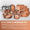 Ensembles d'ustensiaux de cuisine martelés 15 pc Pots en céramique et casseroles