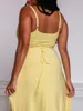 Drape Maxi Dress со встроенным бюстгальтером элегантным тонким спагетти-ремешкам женщины сексуальные пляжные прикрытия боковой щель вечерней вечеринки Midi Bodycon