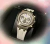 Popular Women Diamonds Ring Watches Day Date Time Clock Quartz Battery Core Chronograph Black White Blue Rubber Strap Chain Bracelet Watch Gifts