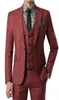 Vin Rouge Red Maké Mariage Costumes avec pantalon pour hommes Tuxedos Grooms Châle noir Bouton JacketPantsVesttie3962194