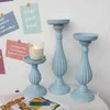 Candle Holders SUPU Dark Blue Wooden Candelabra Creative Candlestick Holder Flower Pillar Stand Table Desktop Decoration Wedding Decor