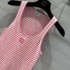 Women's Tanks Camis Designer Märke Fokusera på Penny Edition New Striped Toothbrush broderad U-formad nacktank Topp Holiday Sweet Oypu