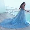 Novo chegada de sereia azul de sereia de renda de renda de renda de laços spaghetti tira sem costas TRAIL TRIMO