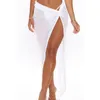 Sexy transparente Strandröcke Cover ups durchdrehen durch Kleid Langer Bikini Wrap White Chiffon Midi Rock Party Strandwege