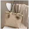 Shoulder Bags Straw Bag Women's 2024 Countryside Bohemian Knitted Lace Portable Trendy Simple Large-capacity Beach