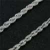 Full Iced Out Hip Hop Jewelry Moissanite Halsband Sterling Sier 8mm Twisted Diamond Rope Chain