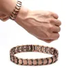 Vintage Pure Copper Magnetic Pain Relief Bracelet For Men Therapy Double Row Magnets Link Chain Stainless Steel Jewelry 240423