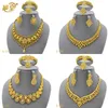 Xuhuang Luxury Flower Shape Golden Necklace Set for Women Wedding Dubai African Jewelry Set Indian Jewellery Anniversary Gift 240511