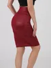 Saias Moda Mulheres Saia Sexy Cantura alta Pu couro Bodycon Clubwear Knee Knee