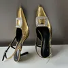 Kwadratowe diamentowe sandały sandały pompki sukienki imprezowe Seksowne nisko pięty mody złota sier kobiety rhinestone obcasy
