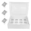 Nehmen Sie Container 4 PCs Muffin Box Cupcake Halter 12 Count Paper Stand Mini mit Deckelkisten