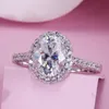 925 Anneau en argent sterling pour les femmes clignotant 2Ct Moisanite Diamond Ring Fashion Silver Jewelry Anniversary Gift Bridal Ring
