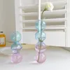 Vases Multicolor Transparent Glass Vase Gradient Color Bubble Shaped Hydroponic Plant Flower Bottle Home Room Desktop Decor